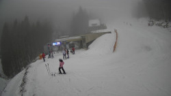 Modrá sjezdovka - dojezd k lanové dráze