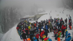 Modrá sjezdovka - dojezd k lanové dráze