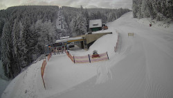 Modrá sjezdovka - dojezd k lanové dráze