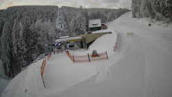 Modrá sjezdovka - dojezd k lanové dráze