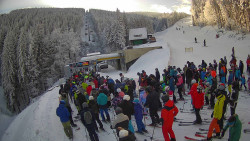 Modrá sjezdovka - dojezd k lanové dráze