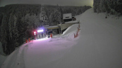 Modrá sjezdovka - dojezd k lanové dráze