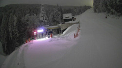 Modrá sjezdovka - dojezd k lanové dráze