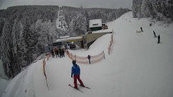 Modrá sjezdovka - dojezd k lanové dráze