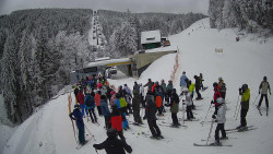 Modrá sjezdovka - dojezd k lanové dráze