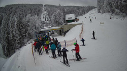 Modrá sjezdovka - dojezd k lanové dráze