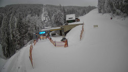 Modrá sjezdovka - dojezd k lanové dráze