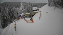 Modrá sjezdovka - dojezd k lanové dráze