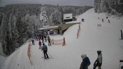 Modrá sjezdovka - dojezd k lanové dráze