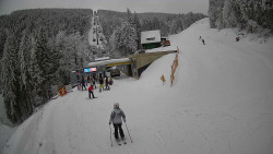 Modrá sjezdovka - dojezd k lanové dráze