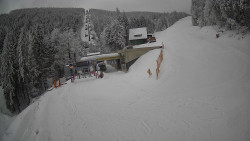 Modrá sjezdovka - dojezd k lanové dráze