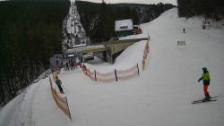 Modrá sjezdovka - dojezd k lanové dráze