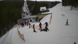 Modrá sjezdovka - dojezd k lanové dráze