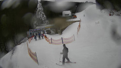 Modrá sjezdovka - dojezd k lanové dráze