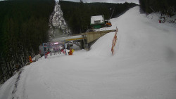 Modrá sjezdovka - dojezd k lanové dráze