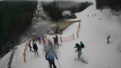 Modrá sjezdovka - dojezd k lanové dráze