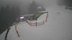 Modrá sjezdovka - dojezd k lanové dráze