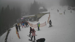 Modrá sjezdovka - dojezd k lanové dráze