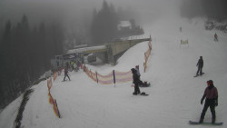 Modrá sjezdovka - dojezd k lanové dráze