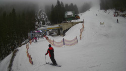 Modrá sjezdovka - dojezd k lanové dráze