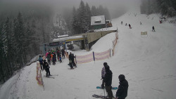 Modrá sjezdovka - dojezd k lanové dráze