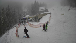 Modrá sjezdovka - dojezd k lanové dráze