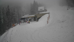 Modrá sjezdovka - dojezd k lanové dráze