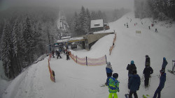 Modrá sjezdovka - dojezd k lanové dráze