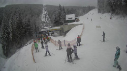 Modrá sjezdovka - dojezd k lanové dráze