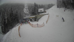 Modrá sjezdovka - dojezd k lanové dráze