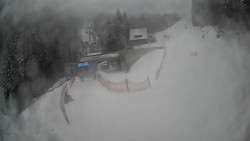 Modrá sjezdovka - dojezd k lanové dráze