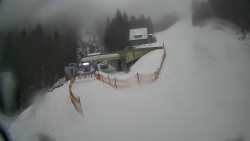 Modrá sjezdovka - dojezd k lanové dráze