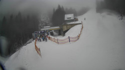 Modrá sjezdovka - dojezd k lanové dráze