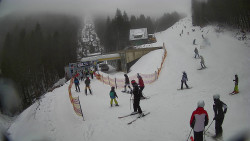 Modrá sjezdovka - dojezd k lanové dráze