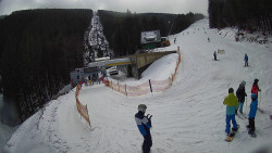 Modrá sjezdovka - dojezd k lanové dráze