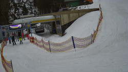 Modrá sjezdovka - dojezd k lanové dráze