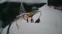 Modrá sjezdovka - dojezd k lanové dráze