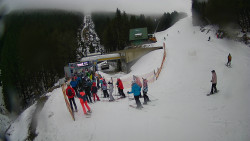 Modrá sjezdovka - dojezd k lanové dráze