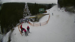 Modrá sjezdovka - dojezd k lanové dráze