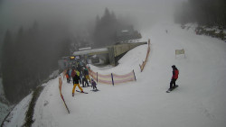 Modrá sjezdovka - dojezd k lanové dráze