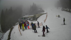 Modrá sjezdovka - dojezd k lanové dráze