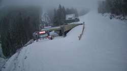 Modrá sjezdovka - dojezd k lanové dráze