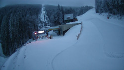 Modrá sjezdovka - dojezd k lanové dráze