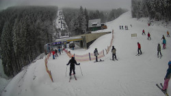 Modrá sjezdovka - dojezd k lanové dráze