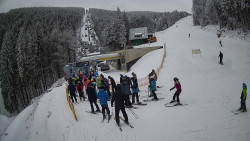 Modrá sjezdovka - dojezd k lanové dráze