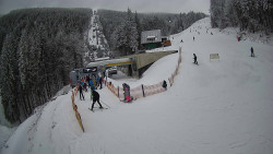 Modrá sjezdovka - dojezd k lanové dráze