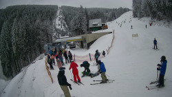 Modrá sjezdovka - dojezd k lanové dráze