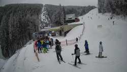 Modrá sjezdovka - dojezd k lanové dráze