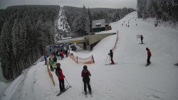 Modrá sjezdovka - dojezd k lanové dráze