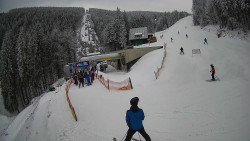 Modrá sjezdovka - dojezd k lanové dráze